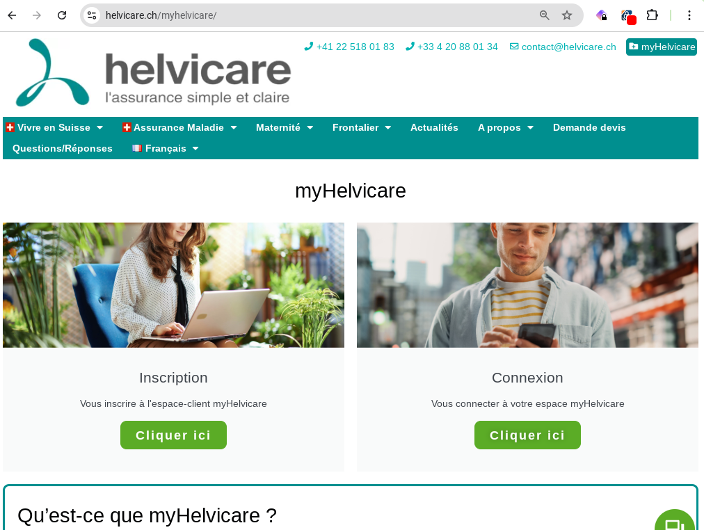 Espace client myHelvicare
